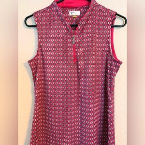 Greg Norman Collection Pink and Black Patterned Sleeveless Blouse